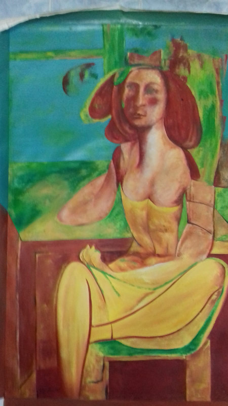 Seated Woman. (Style of Willem de Kooning)